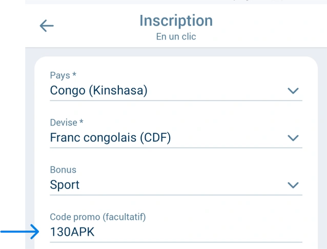 Comment utiliser le code promo 1xBet apk RDC